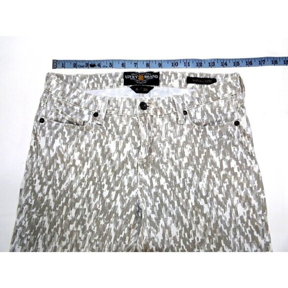 LUCKY BRAND Sophia Capri tan, beige & gray camo pattern woman's ankle jeans 6/28 - Picture 3 of 6